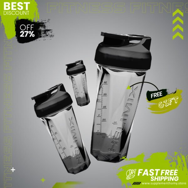 Helimix 2.0 Vortex Black Portable Pre-Workout Blender Shaker Bottle 28oz